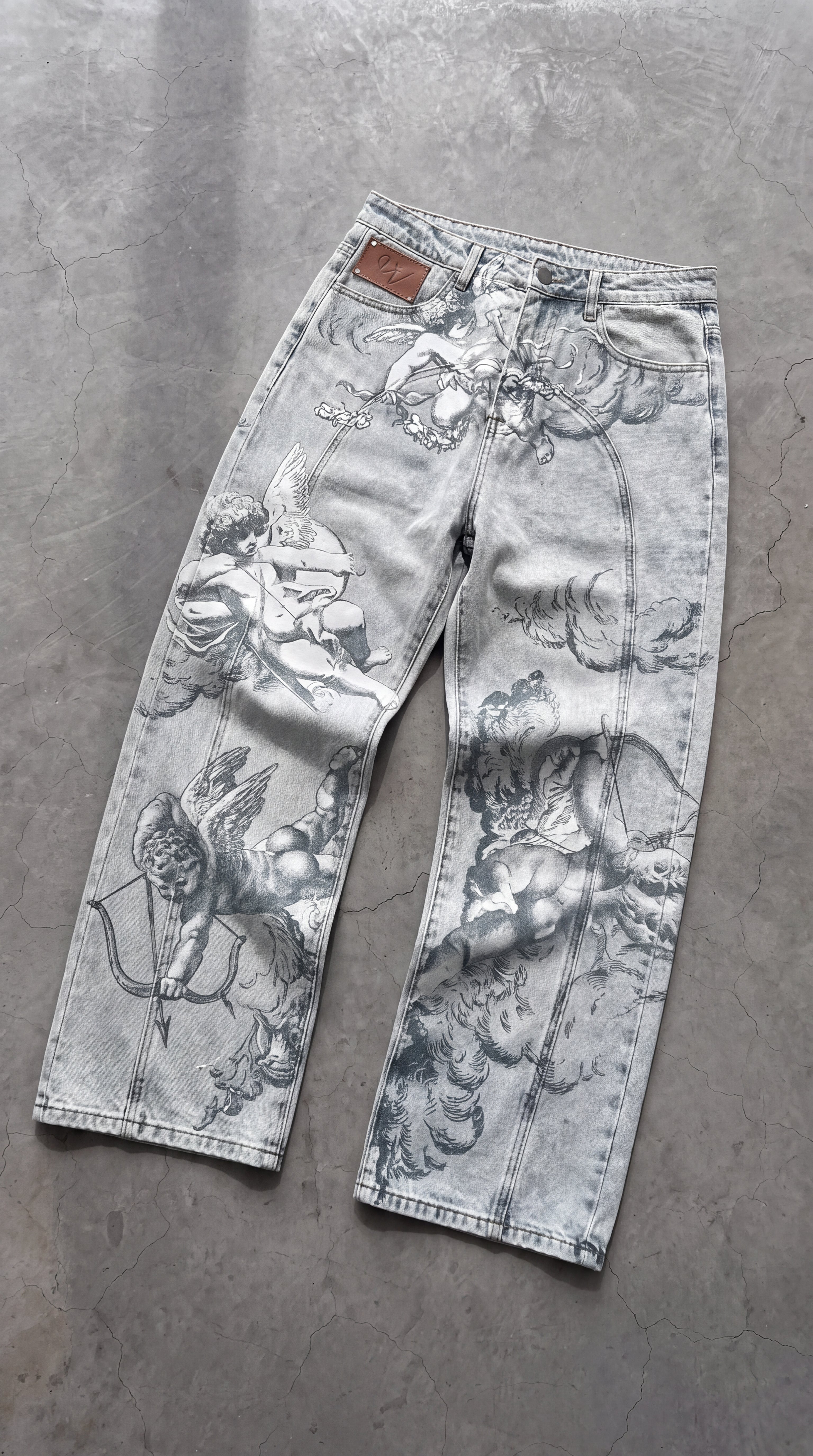 Angel Graphic Baggy Jeans · Raw Japanese Denim | ZYRO – Zyro