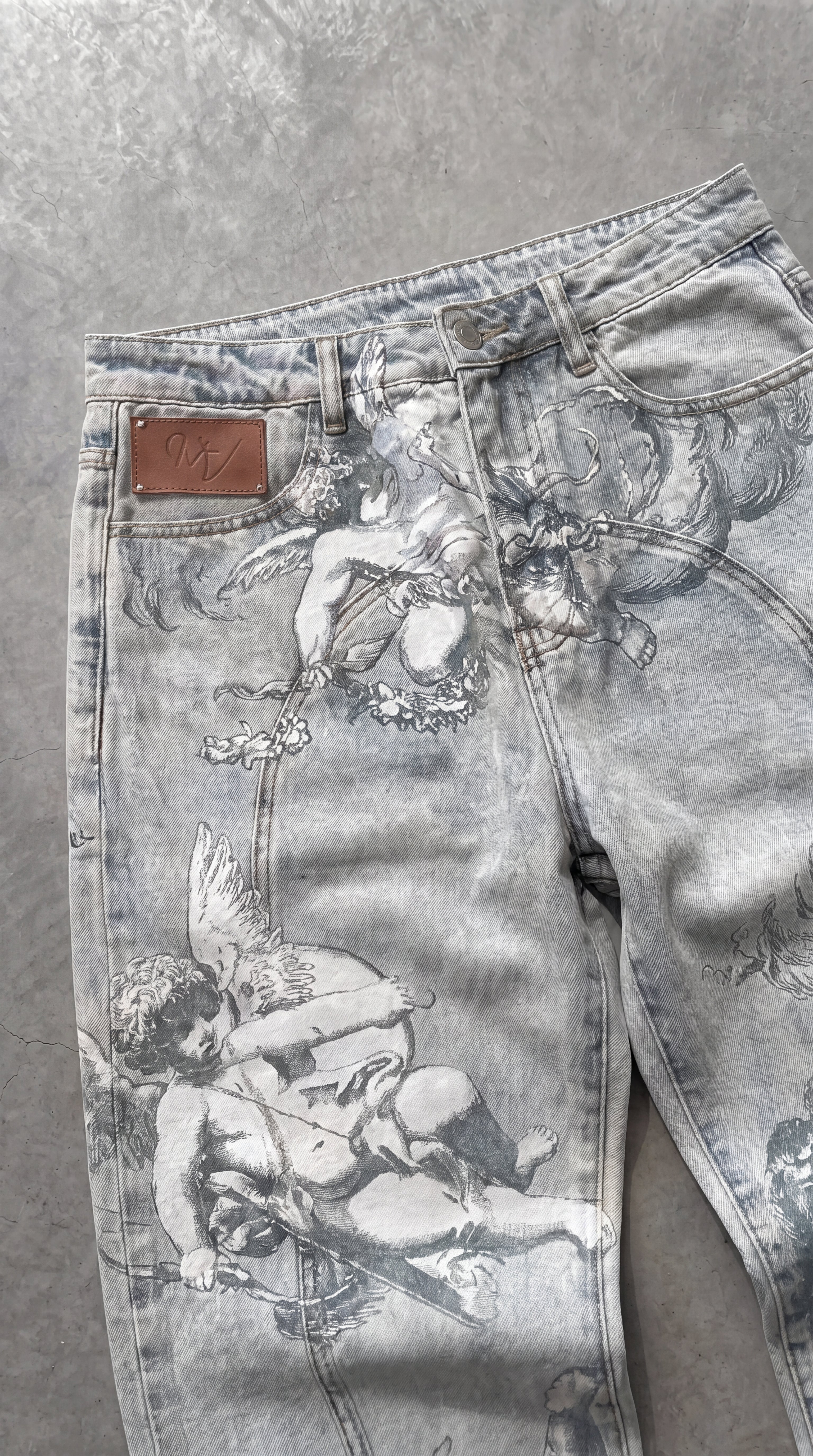 Angel Graphic Baggy Jeans · Raw Japanese Denim | ZYRO – Zyro