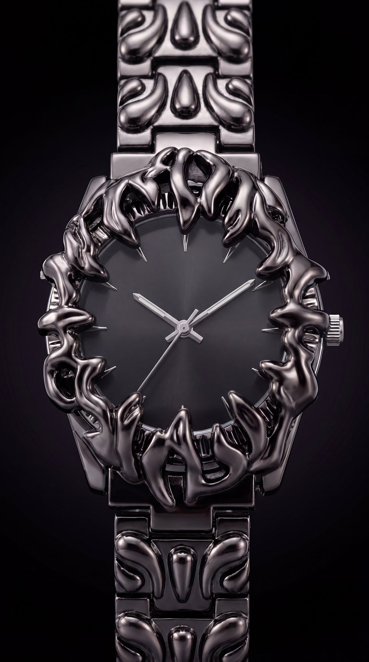 ZYRO Tsume gothic claw watch, black dial, front view
