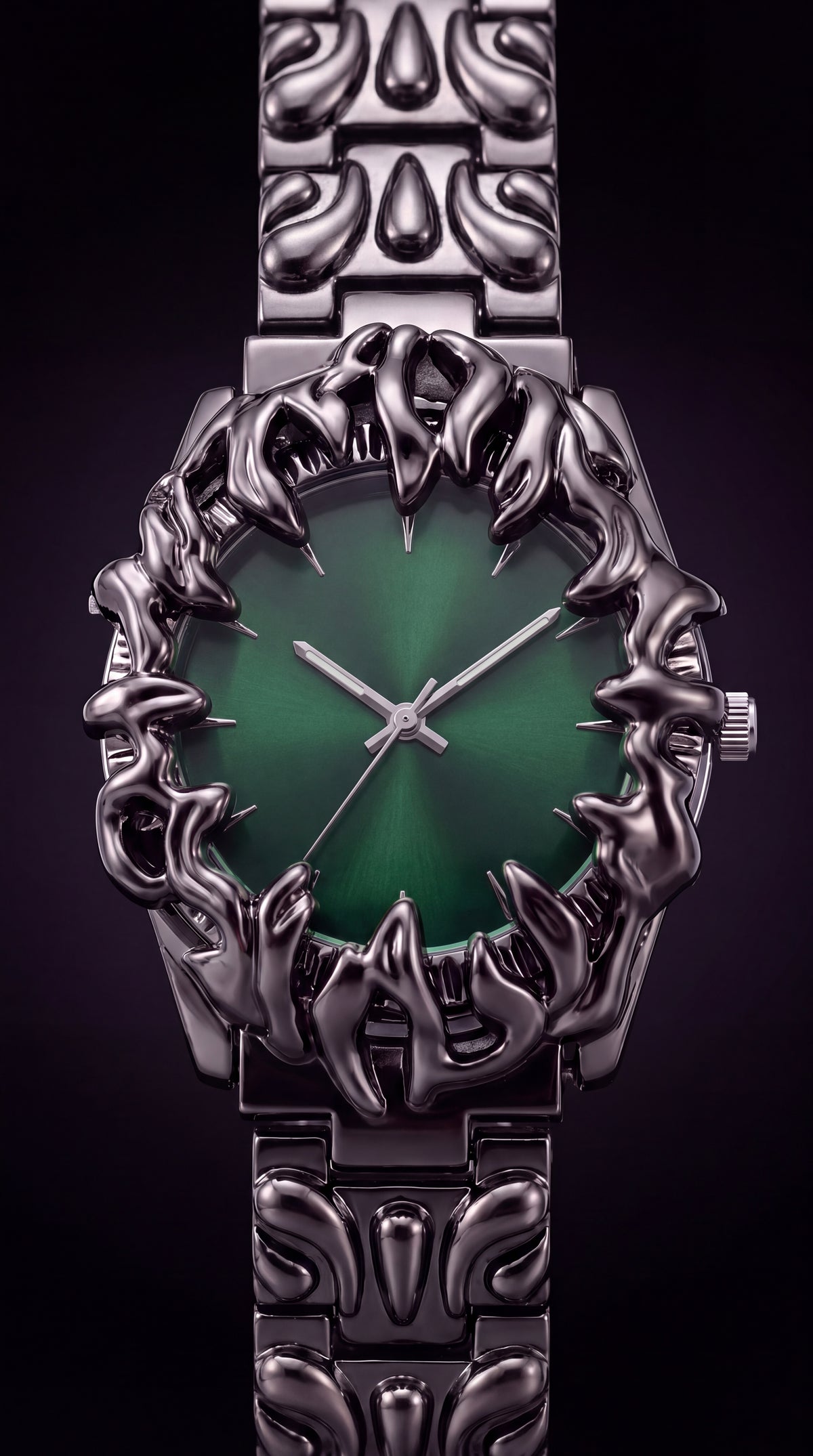 ZYRO Tsume gothic claw watch, green dial, front view