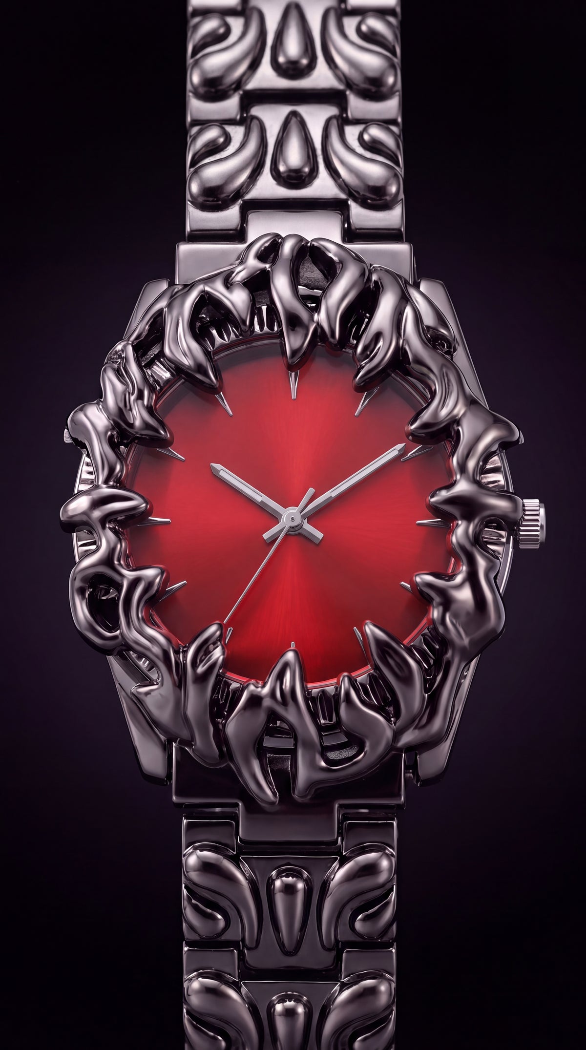 ZYRO Tsume gothic claw watch, red dial, front view