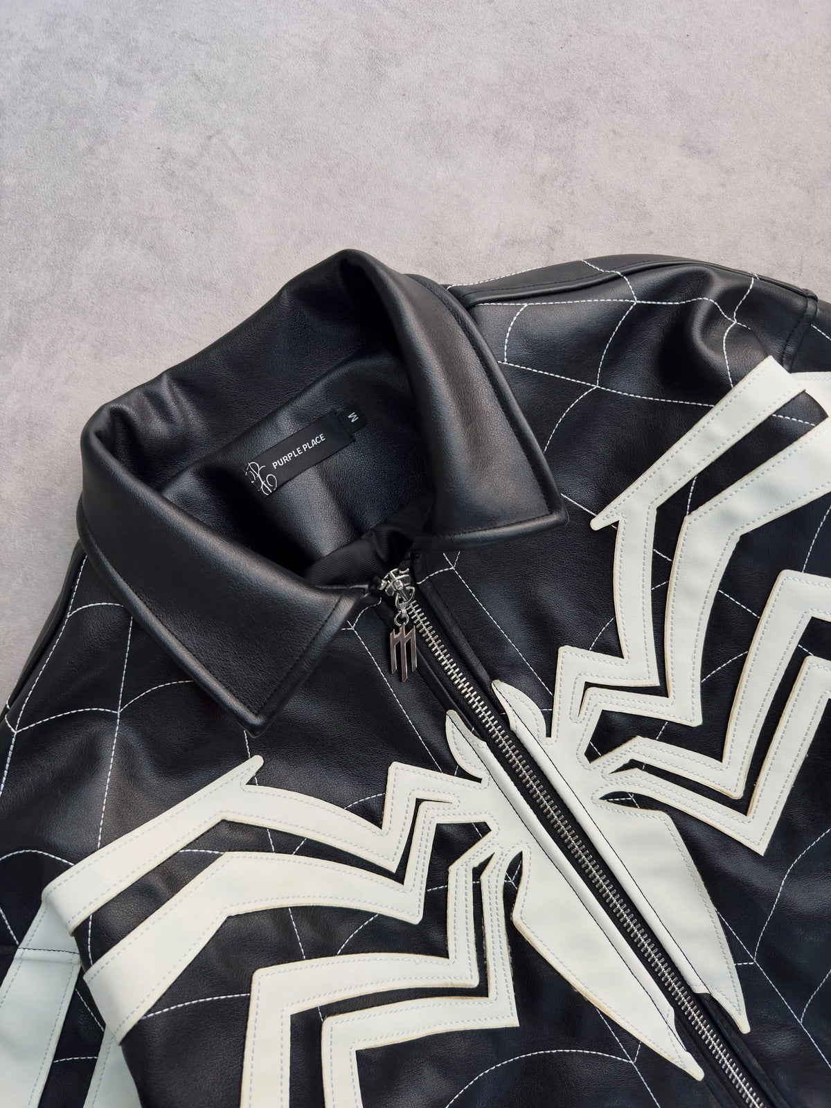 Y2K oversized biker jacket with a lapel collar and full-length zip